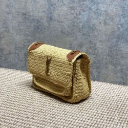 Repliche Perfette Borsa a tracolla media Niki Rafia YSL Saint Laurent Imitazione Outlet