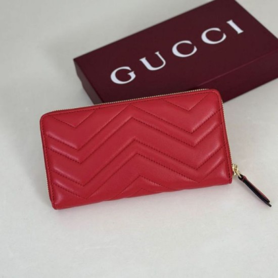 Repliche Perfette Portafoglio Gucci GG Marmont trapuntato con cerniera 443123 Rosso Imitazione Outlet