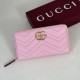 Repliche Perfette Portafoglio Gucci GG Marmont trapuntato con cerniera 443123 Rosa Imitazione Outlet