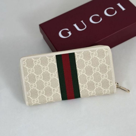 Repliche Perfette Portafoglio Gucci Ophidia GG Supreme con cerniera 838484 beige Imitazione Outlet