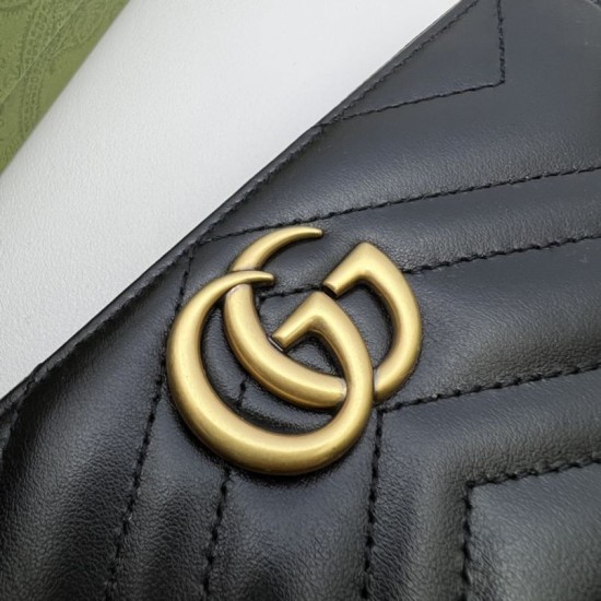 Repliche Perfette Portafoglio Gucci GG Marmont trapuntato con cerniera 443123 nero Imitazione Outlet