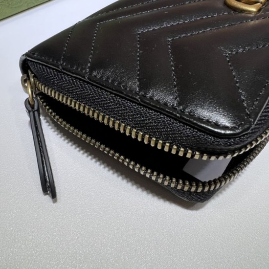 Repliche Perfette Portafoglio Gucci GG Marmont trapuntato con cerniera 443123 nero Imitazione Outlet