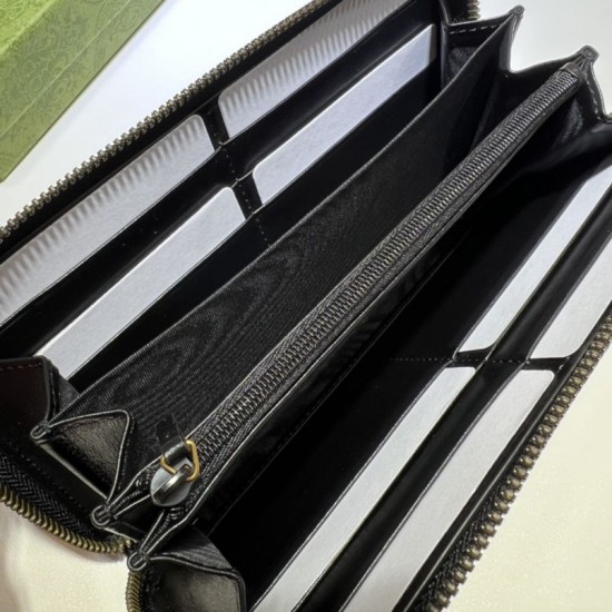 Repliche Perfette Portafoglio Gucci GG Marmont trapuntato con cerniera 443123 nero Imitazione Outlet
