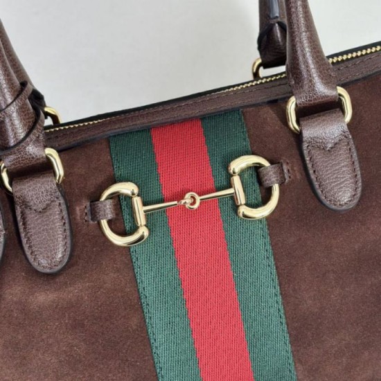 Repliche Perfette Borsa Gucci Borsetto Boston media 866732 Scamosciata marrone Imitazione Outlet