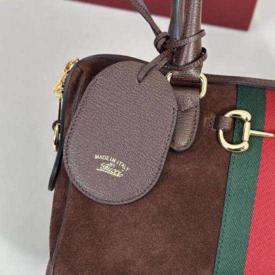 Repliche Perfette Borsa Gucci Borsetto Boston media 866732 Scamosciata marrone Imitazione Outlet