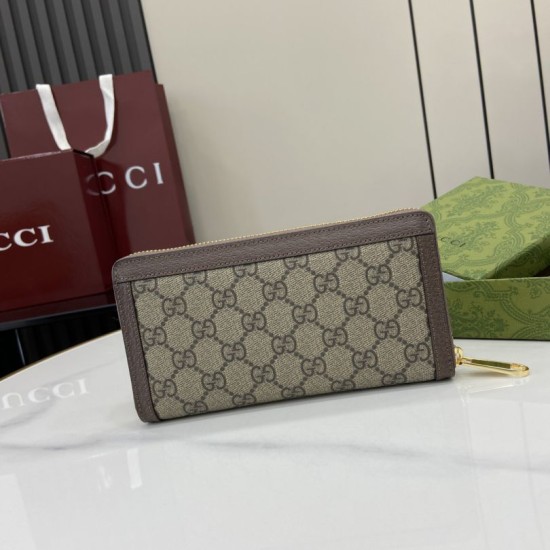 Repliche Perfette Portafoglio Gucci Ophidia con cerniera GG Supreme 772305 marrone Imitazione Outlet