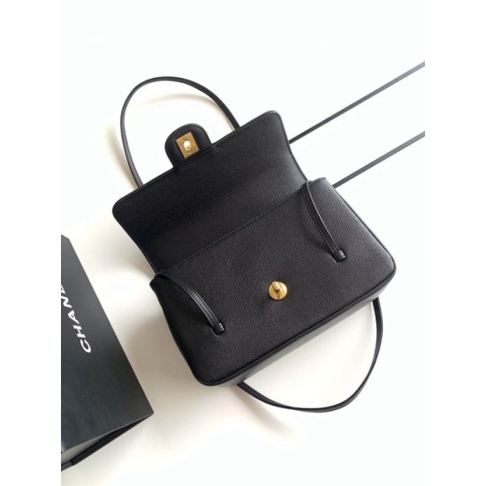 Perfette Replica Borsa a tracolla Chanel 26P Preppy Coco AP6130 nera Imitazione Outlet