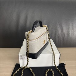 Perfette Replica Borse Chanel 26P Vanity con catena AP5186 scamosciata di vitello grigia Imitazione Outlet