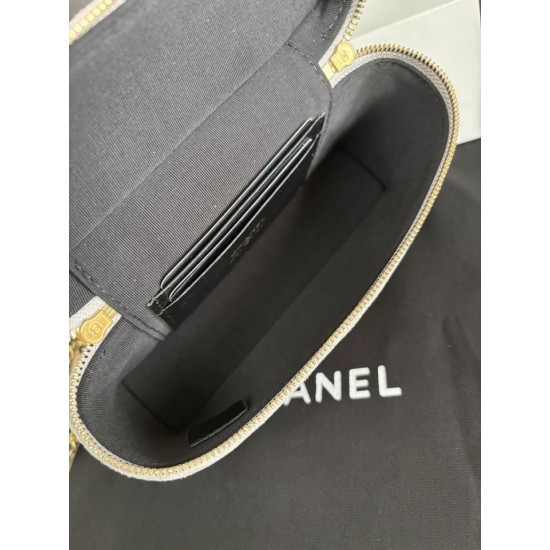 Perfette Replica Borse Chanel 26P Vanity con catena AP5186 scamosciata di vitello grigia Imitazione Outlet