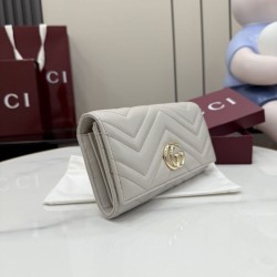 Perfette Replica Portafoglio continentale Gucci GG Marmont 443436 grigio Imitazione Outlet