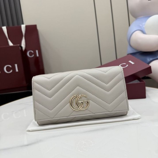 Perfette Replica Portafoglio continentale Gucci GG Marmont 443436 grigio Imitazione Outlet
