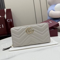 Perfette Replica Portafoglio Gucci GG Marmont trapuntato con cerniera 443123 Grigio Imitazione Outlet