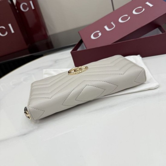 Perfette Replica Portafoglio Gucci GG Marmont trapuntato con cerniera 443123 Grigio Imitazione Outlet