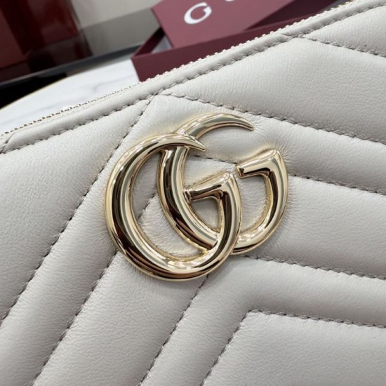 Perfette Replica Portafoglio Gucci GG Marmont trapuntato con cerniera 443123 Grigio Imitazione Outlet