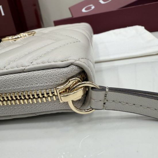 Perfette Replica Portafoglio Gucci GG Marmont trapuntato con cerniera 443123 Grigio Imitazione Outlet