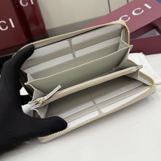 Perfette Replica Portafoglio Gucci GG Marmont trapuntato con cerniera 443123 Grigio Imitazione Outlet