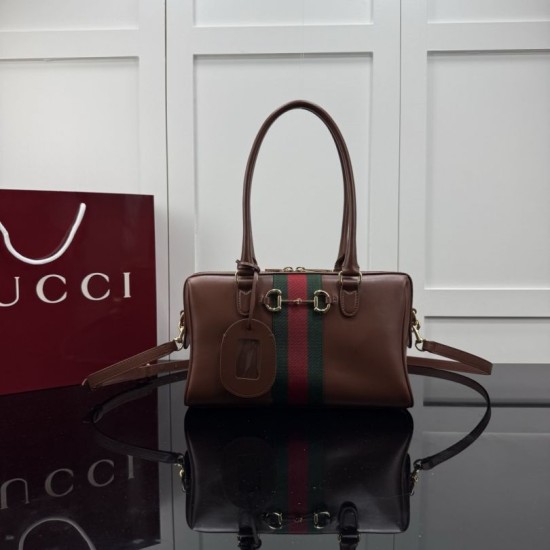 Perfette Replica Borsa Gucci Borsetto Boston media 866732/866734 Marrone Imitazione Outlet
