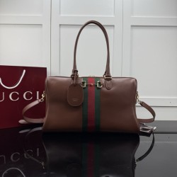 Perfette Replica Borsa Gucci Borsetto Boston media 866732/866734 Marrone Imitazione Outlet