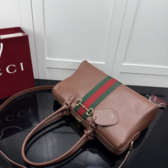 Perfette Replica Borsa Gucci Borsetto Boston media 866732/866734 Marrone Imitazione Outlet