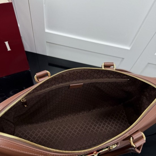 Perfette Replica Borsa Gucci Borsetto Boston media 866732/866734 Marrone Imitazione Outlet