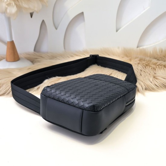Perfette Replica Borsa a tracolla Bottega Veneta nera Imitazione Outlet