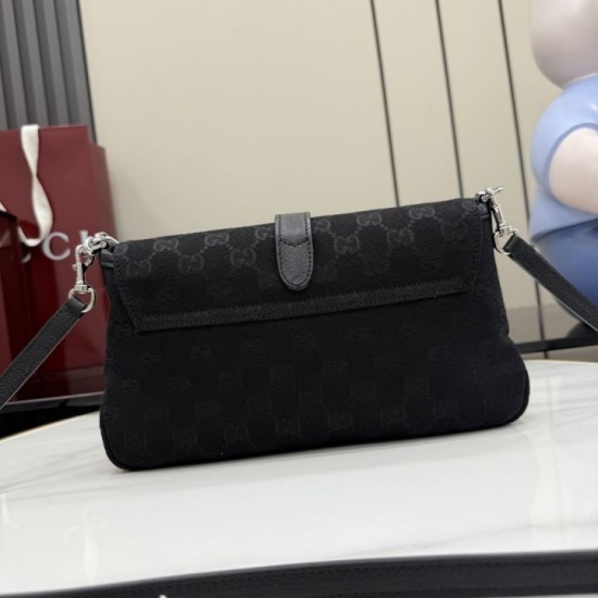 Perfette Replica Borse a tracolla Gucci Aperitivo 866720 Tela GG Nero Imitazione Outlet