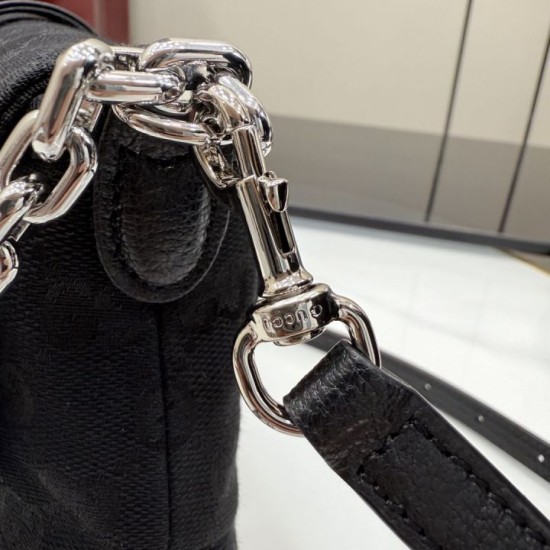 Perfette Replica Borse a tracolla Gucci Aperitivo 866720 Tela GG Nero Imitazione Outlet