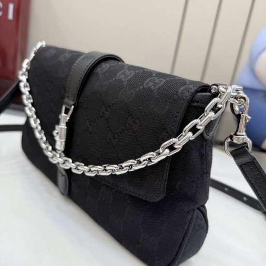 Perfette Replica Borse a tracolla Gucci Aperitivo 866720 Tela GG Nero Imitazione Outlet
