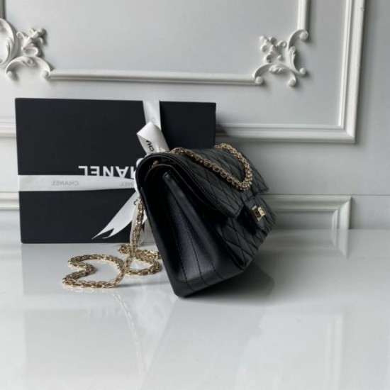Replica Borsa Chanel Reissue 2.55 26S pelle rugosa/gonfia Double Flap A37586 nera Imitazione Fake