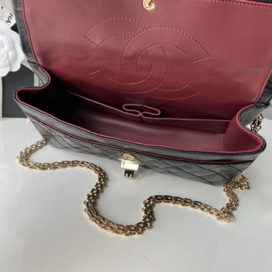 Replica Borsa Chanel Reissue 2.55 26S pelle rugosa/gonfia Double Flap A37586 nera Imitazione Fake