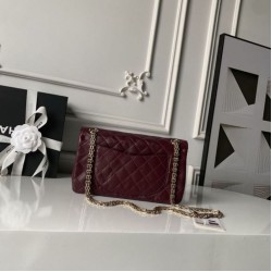 Replica Borsa Chanel Reissue 2.55 26S pelle rugosa/gonfia Double Flap A37586 Borgogna Imitazione Fake
