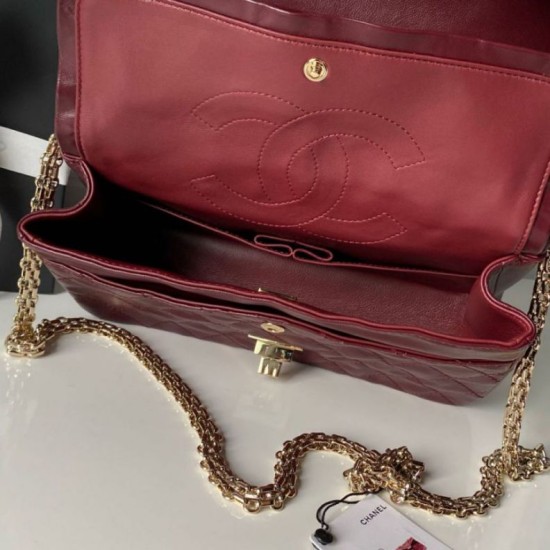 Replica Borsa Chanel Reissue 2.55 26S pelle rugosa/gonfia Double Flap A37586 Borgogna Imitazione Fake