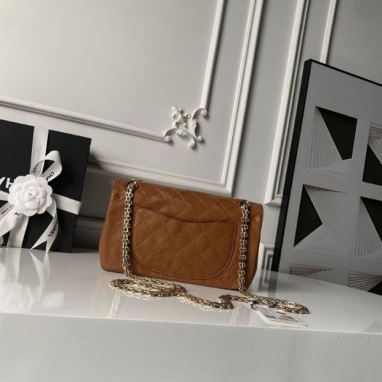 Replica Borsa Chanel Reissue 2.55 26S pelle rugosa/gonfia Double Flap A37586 Giallo Imitazione Fake