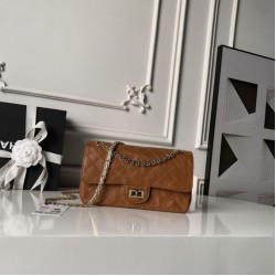 Replica Borsa Chanel Reissue 2.55 26S pelle rugosa/gonfia Double Flap A37586 Giallo Imitazione Fake