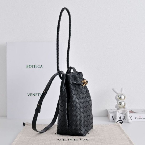 Replica Borsa a secchiello piccola Andiamo di Bottega Veneta Nero Imitazione Fake