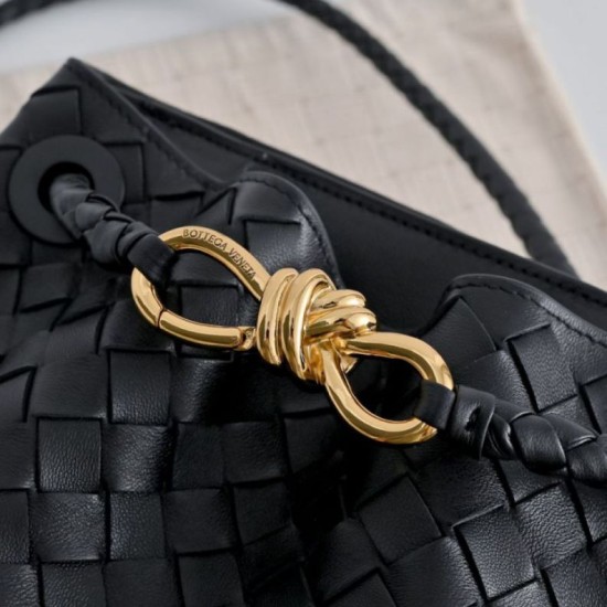 Replica Borsa a secchiello piccola Andiamo di Bottega Veneta Nero Imitazione Fake
