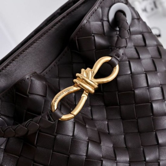 Replica Borsa a secchiello piccola Andiamo di Bottega Veneta Borgogna Imitazione Fake
