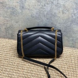 Replica Borsa piccola YSL Saint Laurent Loulou trapuntata nera Imitazione Fake