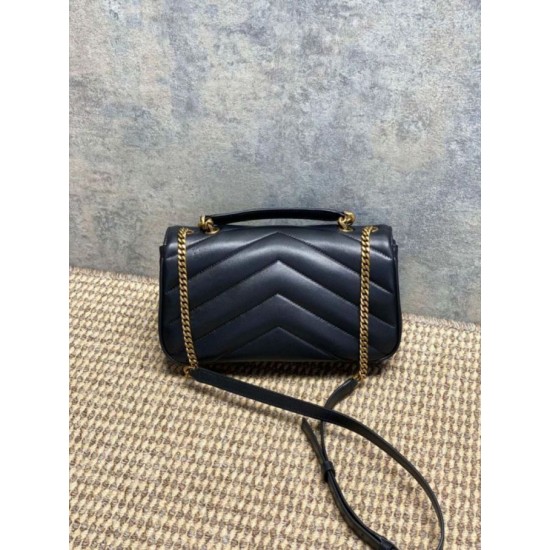 Replica Borsa piccola YSL Saint Laurent Loulou trapuntata nera Imitazione Fake