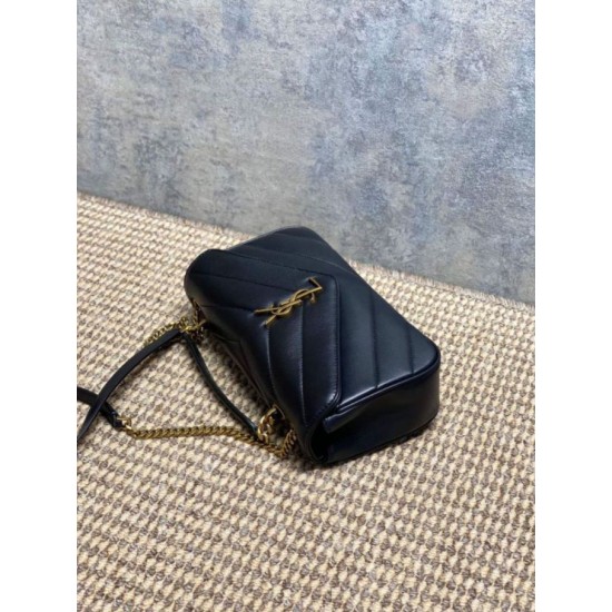 Replica Borsa piccola YSL Saint Laurent Loulou trapuntata nera Imitazione Fake