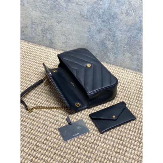 Replica Borsa piccola YSL Saint Laurent Loulou trapuntata nera Imitazione Fake