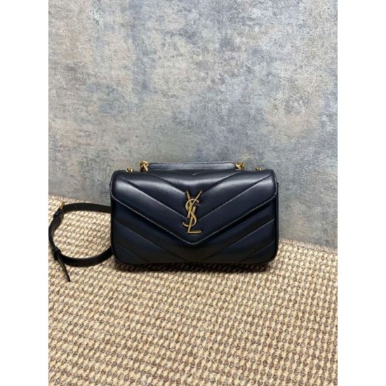 Replica Borsa piccola YSL Saint Laurent Loulou trapuntata nera Imitazione Fake