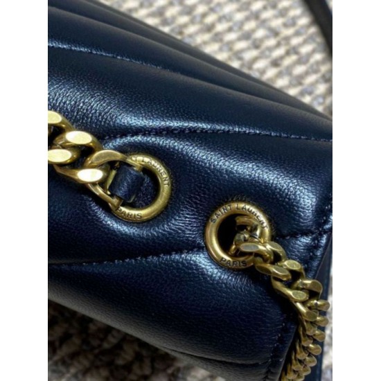 Replica Borsa piccola YSL Saint Laurent Loulou trapuntata nera Imitazione Fake