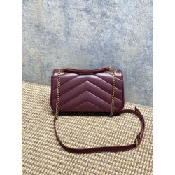Replica Borsa piccola YSL Saint Laurent Loulou trapuntata Borgogna Imitazione Fake