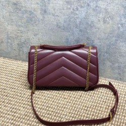Replica Borsa piccola YSL Saint Laurent Loulou trapuntata Borgogna Imitazione Fake