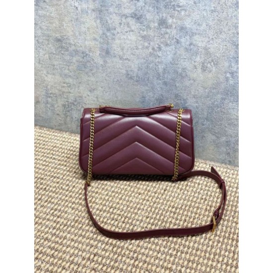 Replica Borsa piccola YSL Saint Laurent Loulou trapuntata Borgogna Imitazione Fake