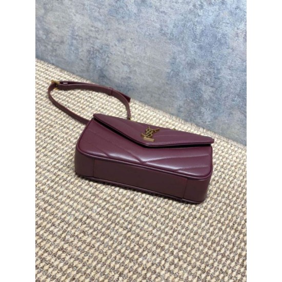 Replica Borsa piccola YSL Saint Laurent Loulou trapuntata Borgogna Imitazione Fake