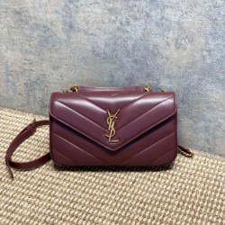 Replica Borsa piccola YSL Saint Laurent Loulou trapuntata Borgogna Imitazione Fake