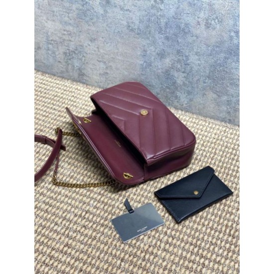 Replica Borsa piccola YSL Saint Laurent Loulou trapuntata Borgogna Imitazione Fake