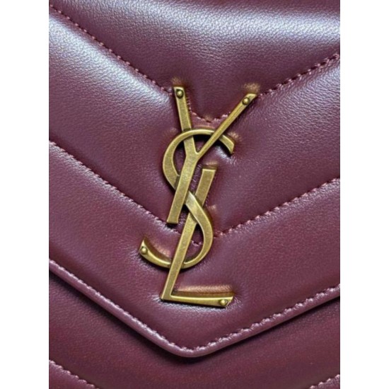Replica Borsa piccola YSL Saint Laurent Loulou trapuntata Borgogna Imitazione Fake